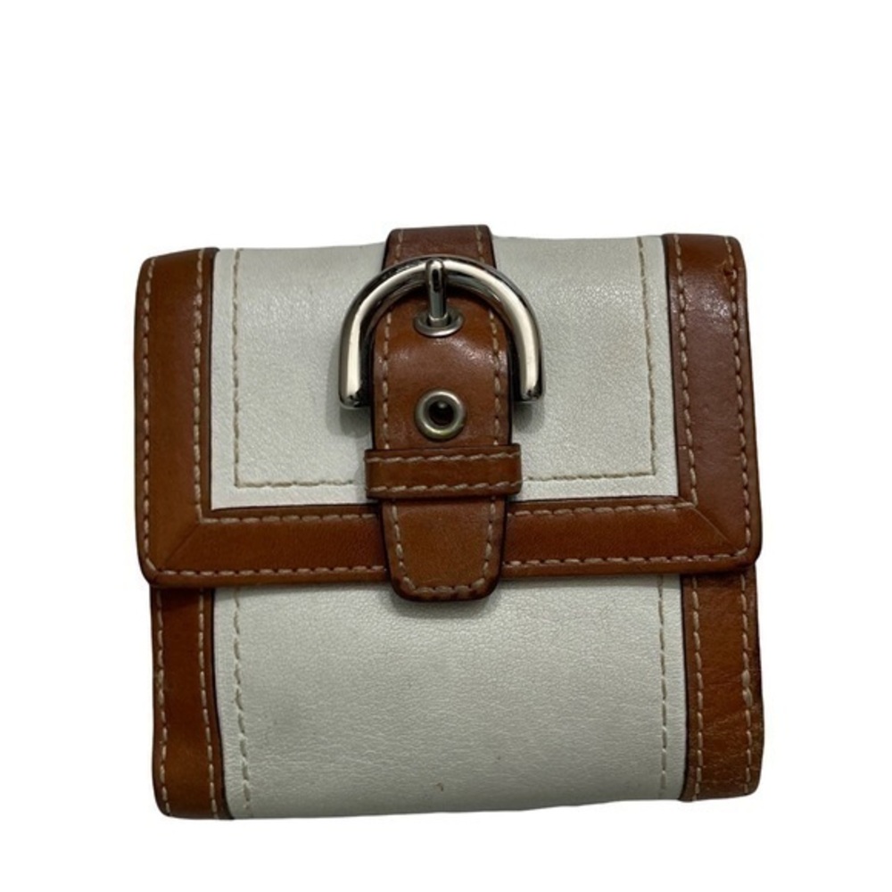Coach vintage y2k creamy white and brown soho compact wallet